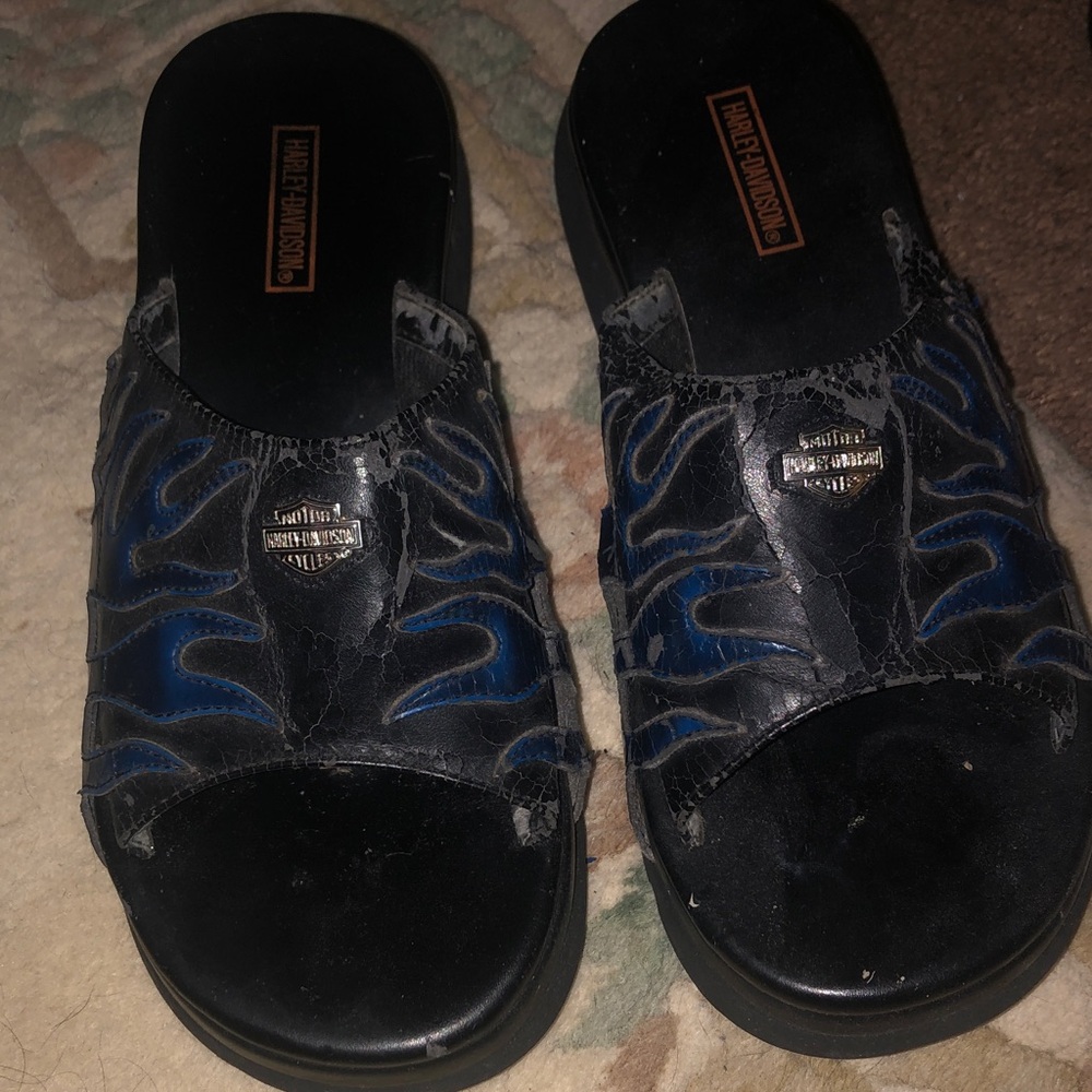 Harley-Davidson Black and Blue Flame Slides